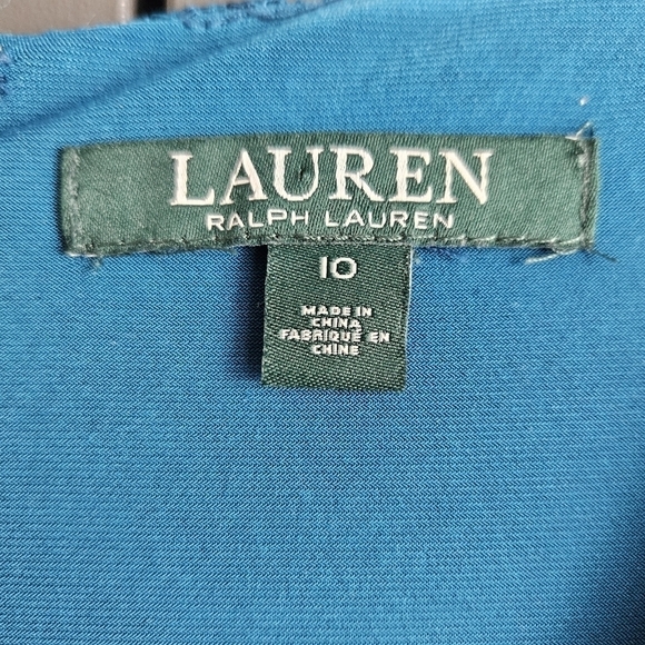 Lauren Ralph Lauren Women's Teal Lace Gown Sz 10 - Picture 9 of 10